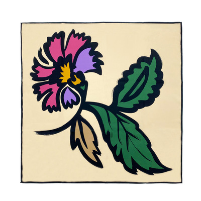 新款春秋方巾花卉夏季裝飾印花圍巾優雅大氣壹花兩色撞色現貨絲巾