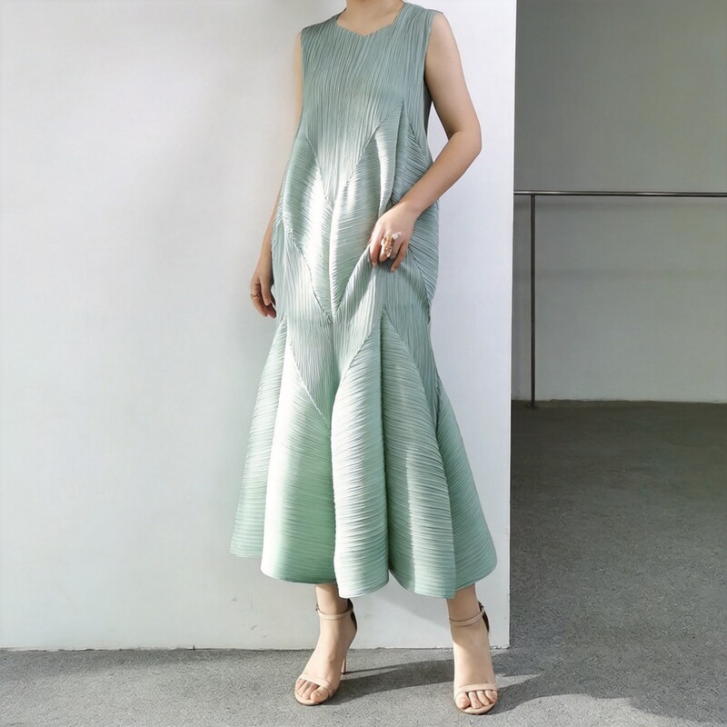 Lingying Clothing L197 [in Stock] Miyake Dress Mermaid Skirt 2026 Spring/Summer Fashion Design Simple Long Dress