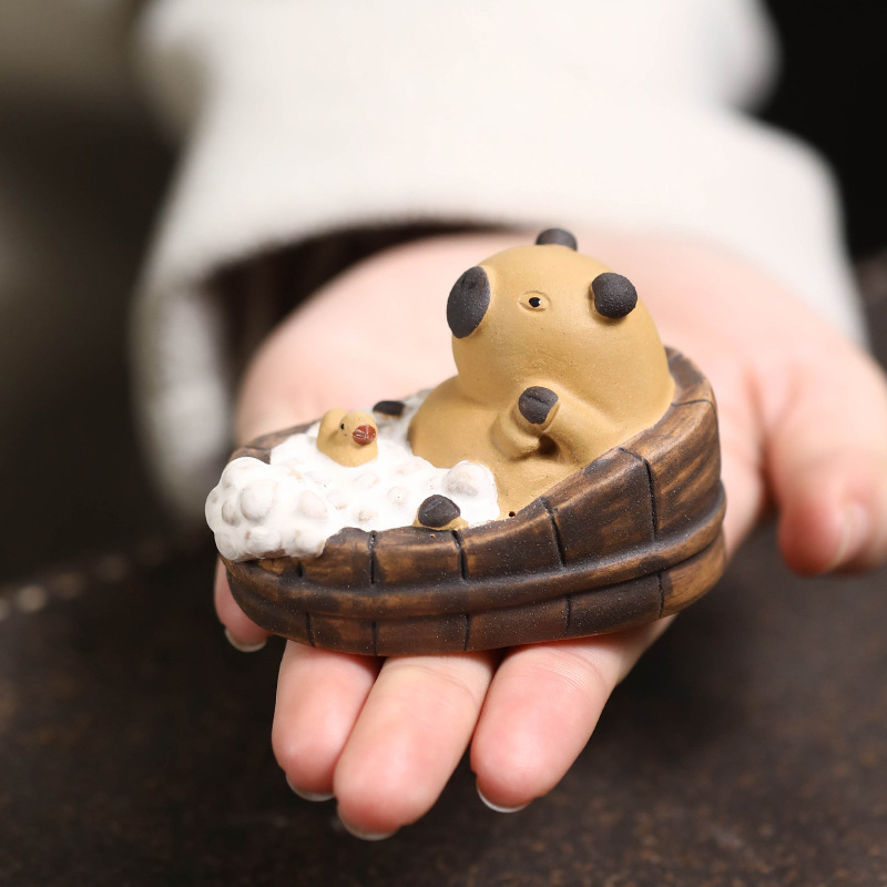 Yixing Zisha Tea mascota animal capibara cura lindo y lindo Kapibala baño pequeño decoración de mesa