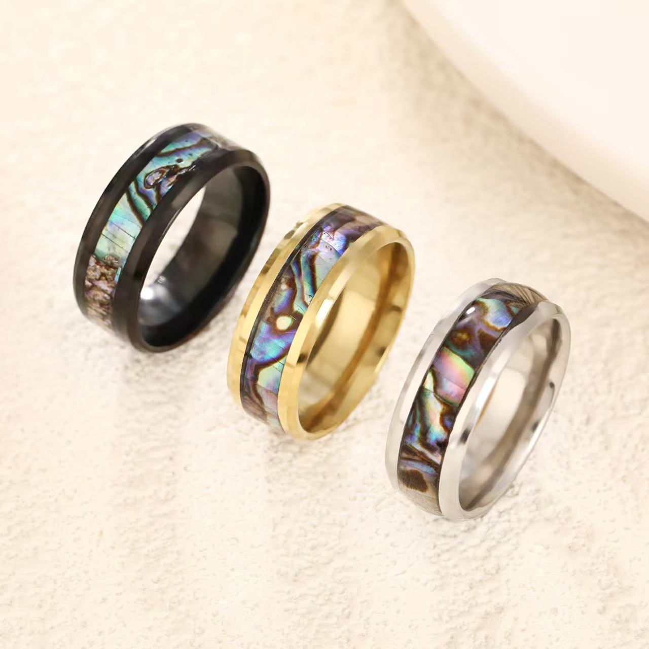 European and American Fashion New Titanium Steel Ring, Simple Niche Retro Stainless Steel Men's Ring, Shell High-End Jewelry Ring