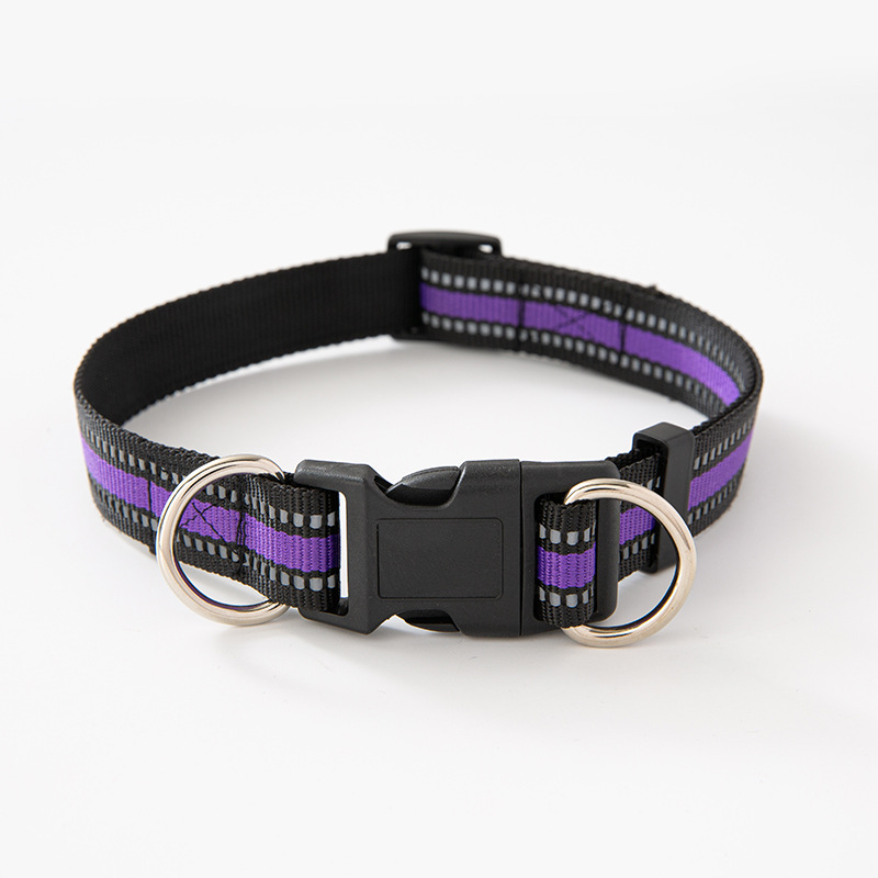 Productos para mascotas collar de nylon cuerdas transfronterizas amazonas ajustable reflectante nylon correa collar de perro directo