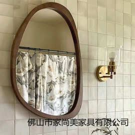 美式复古浴室镜法式卫生间镜子异形化妆镜梳妆镜梳妆中古壁挂智能