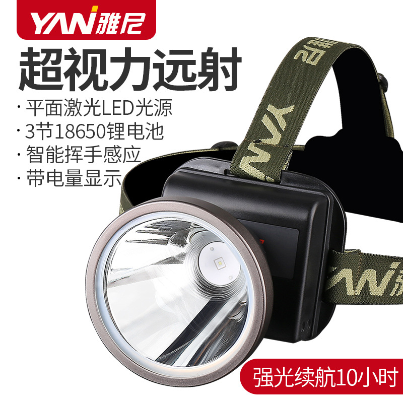 雅尼聚光小光斑头灯led强光充电超亮头戴式手电筒户外超长续航
