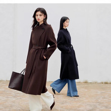 伊*女装商场同款2025冬季新款羊毛羊绒收腰立领大衣女士毛呢外套