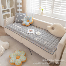 北欧ins风毛绒手工拼接馒头垫沙发垫秋冬款加厚防滑实木坐垫子