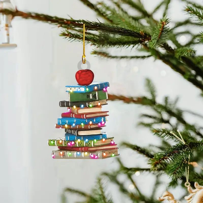 Nuevos productos transfronterizos colgantes planos acrílicos Navidad árbol de Navidad decoración taza colgantes estantes