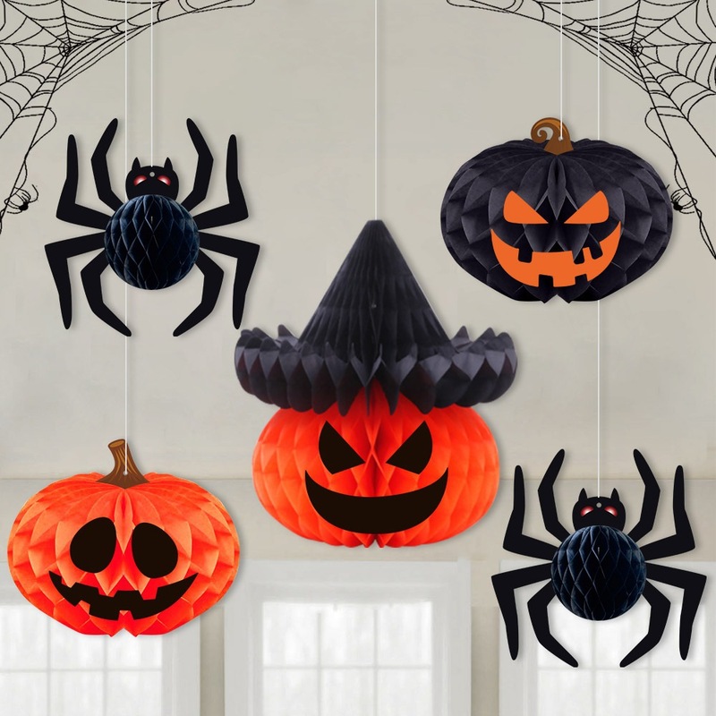 ハロウィンパーティーの装飾ハニカムボールペンダントカボチャクモ立体ハニカムゴーストフェスティバルハロウィン装飾アレンジメント|undefined