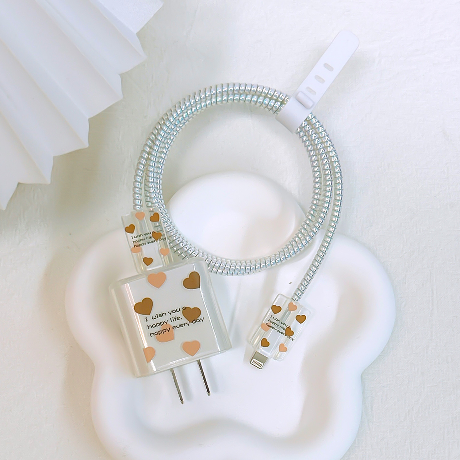 Aplicable a Apple 18W/20W cargador de carga rápida cargador de concha protectora cubierta protectora transparente cáscara suave alambre morder dispositivo pintado