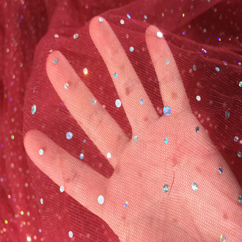 厂家供应幻彩冲片雷射银片大小圆点满天星锦纶加强网布网纱网底