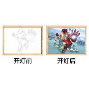 Light painting Avengers Iron Man Spider-Man MARVEL hand-made creative design bedside headlamp gift