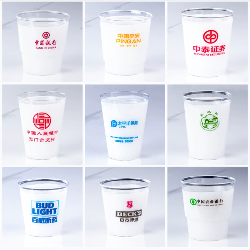 Plastic disposable material polypropylene, transparent glass for commercial use, custom-made, increased thickness