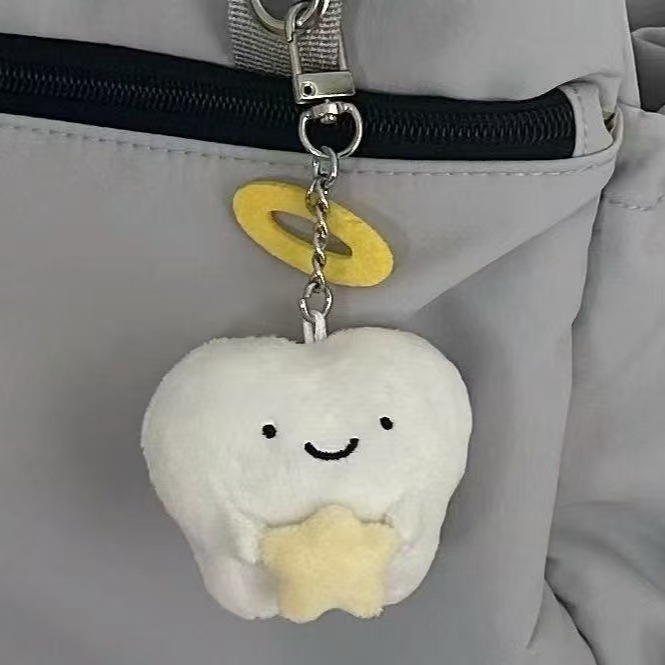 インターネット有名人と同じスタイルのかわいい大きな白い歯天使ぬいぐるみバッグキーペンダントカップルクリエイティブ人形ギフト|undefined