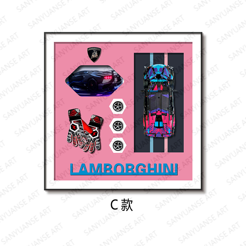 Sala de estar sofá pared de fondo pintura decorativa transfronteriza exclusivamente para bloques de construcción hechos a mano pintura colgante de automóvil pintura física tridimensional 3D