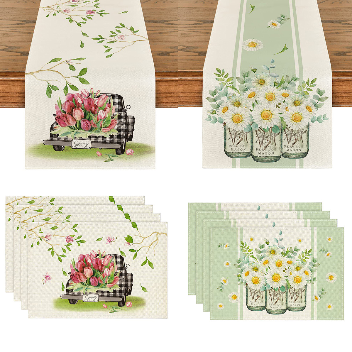 Flor Lino tabla corredor placemat Amazon nueva tela placemat Toalla de mesa estera de mesa aislamiento térmico antideslizante estera lavable