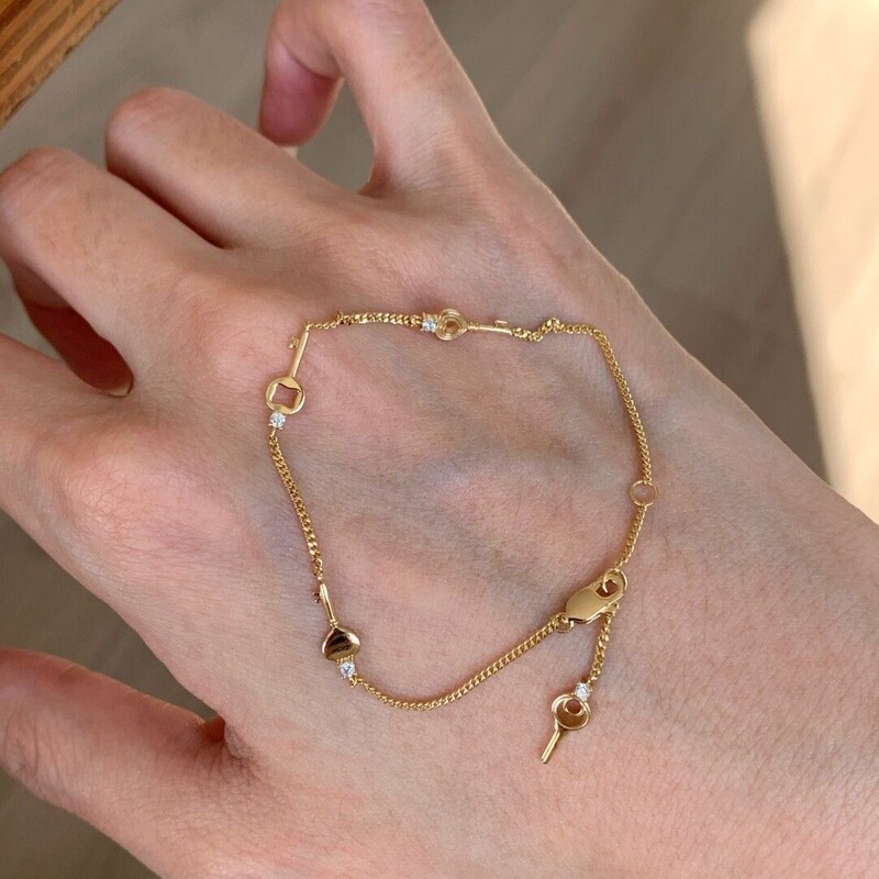 "Secret Key Lock" French-style gold key heart bracelet for women, vintage, exquisite, versatile, high-end, elegant jewelry "Secret Key Lock" French-style gold key heart bracelet for women, vintage, exquisite, versatile, high-end, elegant jewelry