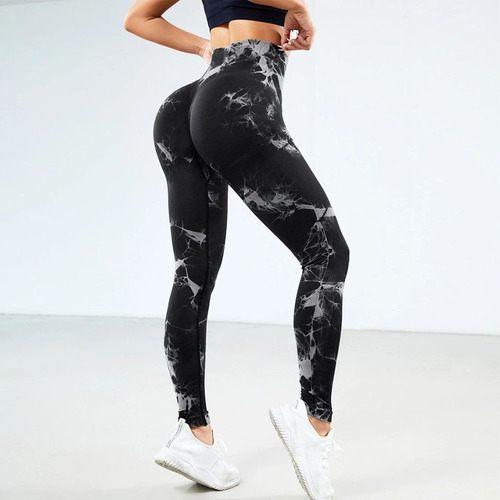 Cross-border seamless knit tie-dye yoga pants ultra-elastic tight body-hugging peach-shaped hipster high-waist fitness sports long pants batch