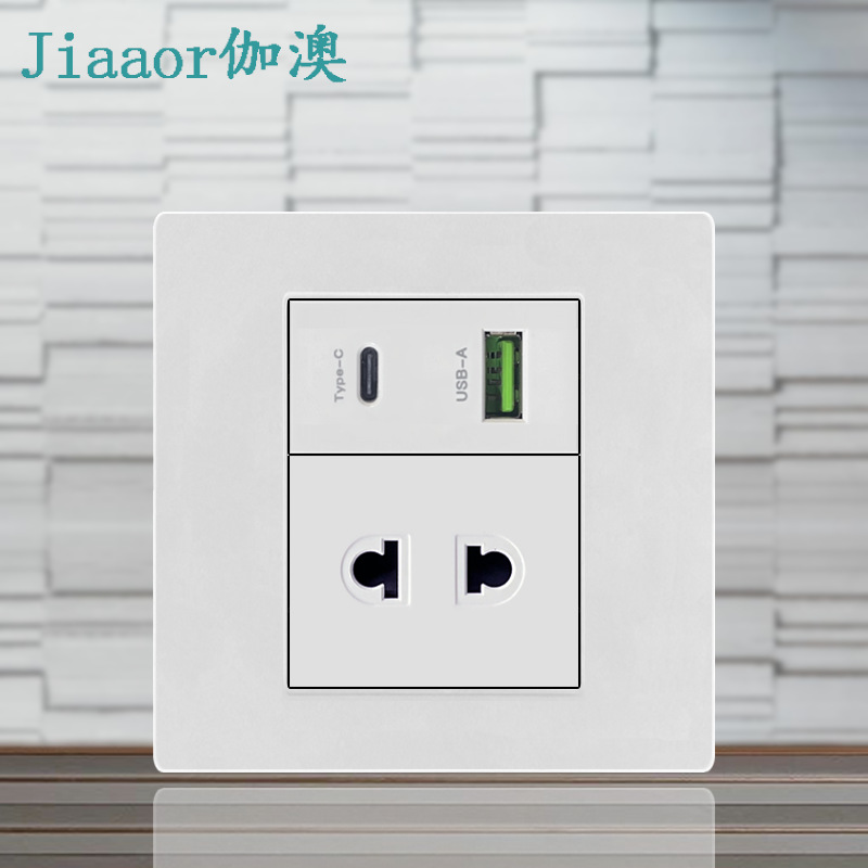 86-Type Thai Standard Switch and Socket Panel: USB + Type-C, Multi-Functional, American-Style 3-Prong Outlet—Flush-Mount Design for Thailand and Taiwan