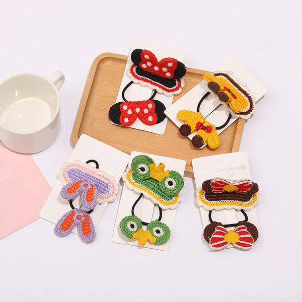Knitted Three-Dimensional Lace Ear Hairpins for Children, Girls, and Babies, Woven Animal Yarn Bangs Clips, Hair Accessories