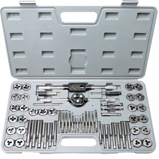 Complete Set of Tap and Die 60Pc Tap and Die Set with Hand Wrench, Die Wrench, 60-Piece Set in Metric and Imperial Systems