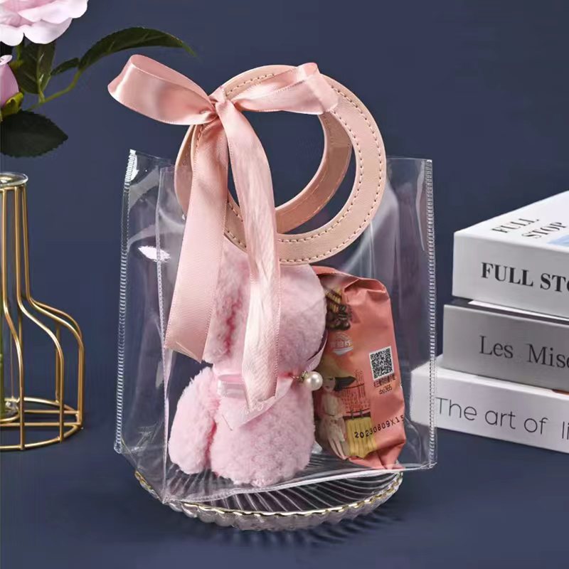 Bolsas de plástico de PVC transparentes bolsas de regalo estereoscópicas bolsas de regalo de compromiso caramelo de boda bolsas de regalo portátiles al por mayor
