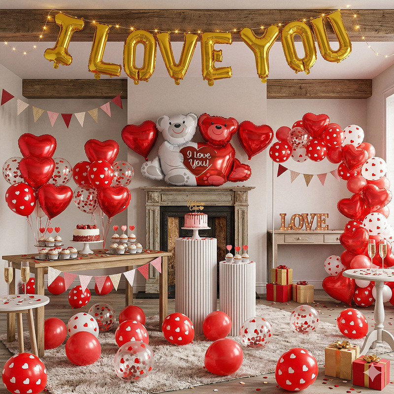 Valentine's Day Hugable Bear Balloon Set Rose Style Romantic Proposal Confession Wedding Party Decoration Photo Props Valentine's Day Hugable Bear Balloon Set Rose Style Romantic Proposal Confession Wedding Party Decoration Photo Props