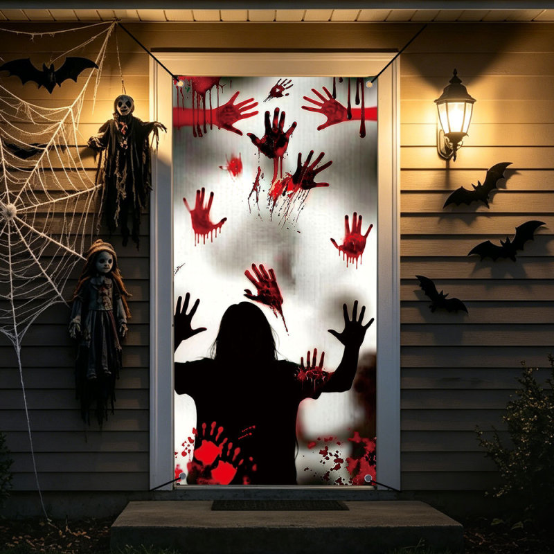 New Cross-Border Halloween Horror Garden Porch Decoration Door Curtain Festival Party Handprint Polyester Banner Door Cover New Cross-Border Halloween Horror Garden Porch Decoration Door Curtain Festival Party Handprint Polyester Banner Door Cover