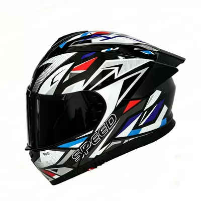 with built-in Bluetooth slot, safety Motosiklet kaskı (dəbilqə) - track-blue-black-tea-mirror-m-54-55