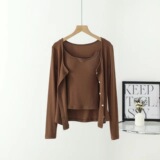 Осенний лонгслив, приталенный кардиган, французский стиль