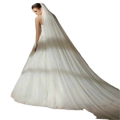 Bridal wedding veil with long tail 3 meters fashionable wedding veil Long and simple bridal veil