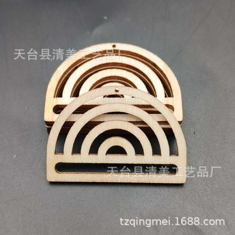 4*2,8 cm de madera álamo arco iris madera chip con agujero/sin agujero decorativo arco iris forma colgante 20 unidades un paquete