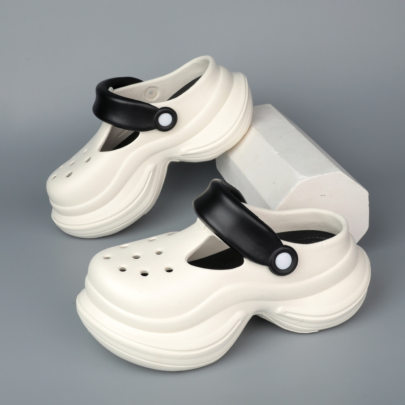 2026 Spring/Summer New Fashionable Simple Waist-Cinching Two-Tone Women's Clog Shoes with Thick Soles and Height-Increasing Sandals 2026 Spring/Summer New Fashionable Simple Waist-Cinching Two-Tone Women's Clog Shoes with Thick Soles and Height-Increasing Sandals