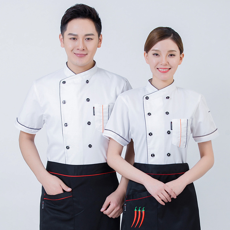 Chef Uniform Long-Sleeved Men's Autumn and Winter Clothing Hotel Catering School Kindergarten Canteen Restaurant Back Kitchen Short-Sleeved Overalls