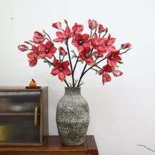 高档7头玉兰花手感仿真花中式客厅插花落地酒店装饰摆件玉兰假花