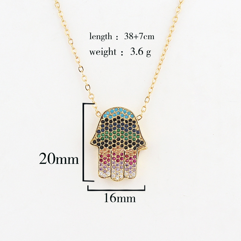 Retro Devilu0027S Eye Palm Copper Necklace Inlay Zircon Copper Necklaces