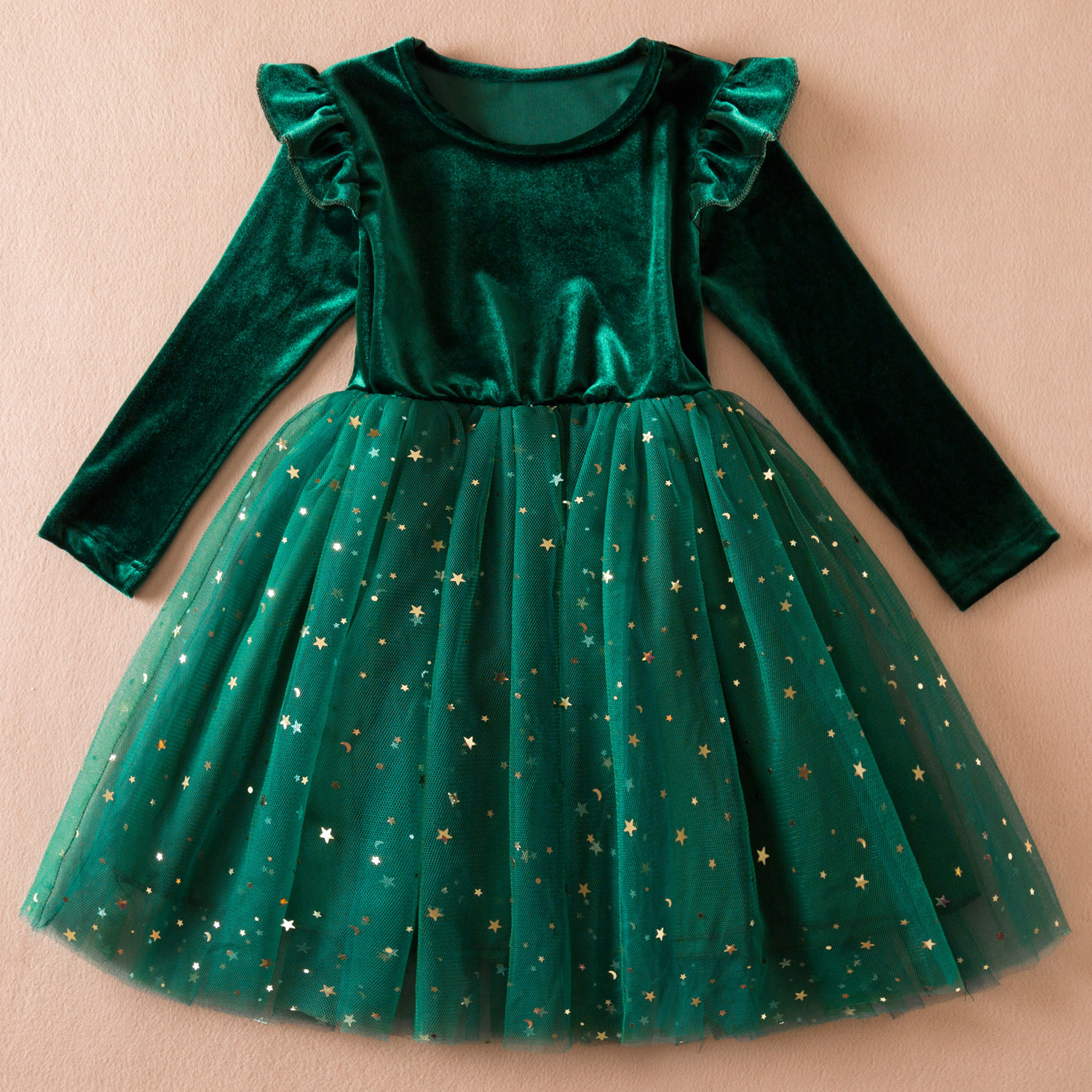 Toddler Girls Clothing Fashionable Star Sequined Mesh Princess Dress_voghion.com