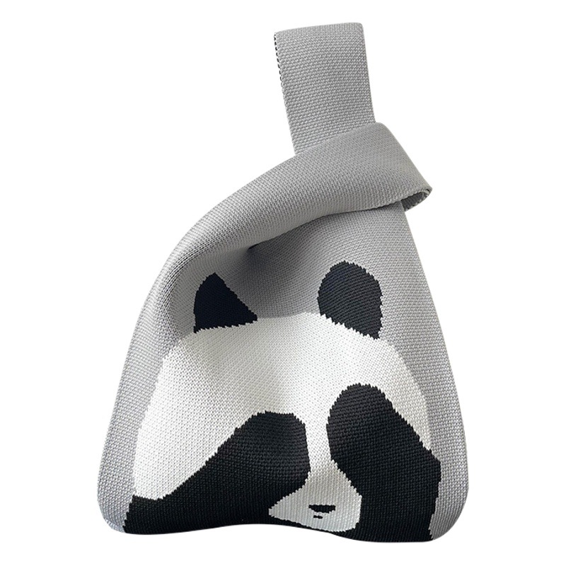 Bolso de punto transfronterizo bolso de punto para mujer bolso de muñeca de todo fósforo bolso Tote bolso tejido de poliéster bolso panda