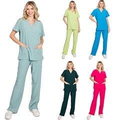 European and American short-sleeved v-neck surgical overalls nurse uniforms hand-washing clothes set operating room hand-washing nurse surgical clothes