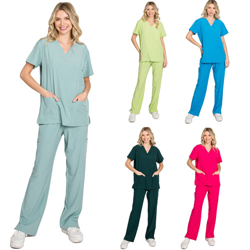 European and American short-sleeved v-neck surgical overalls nurse uniforms hand-washing clothes set operating room hand-washing nurse surgical clothes