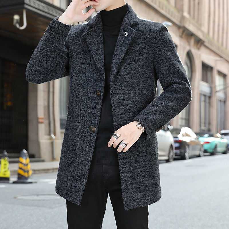 Abrigo de Lana para Hombre Otoño-Invierno 2023, Abrigo de Lana Grueso y Cálido, Gabardina de Longitud Media, Prenda Superior Moderna para Hombre