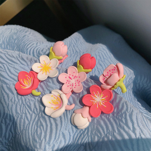 Pink Peach Blossom Hair Clip~Sweet Girly Cherry Blossom Fresh Side Clip Hair Accessories Summer Ins Headband Bangs Clip
