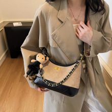 复古麂皮绒腋下包包女2025新款潮时尚韩国小香风菱格链条包斜挎包