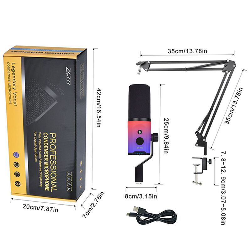 RGB デュアルモード XLR/USB デュアルモードダイナミックマイク録音ゲームマイクアンカーライブブロードキャストコンピュータデスクトップマイク|undefined