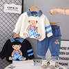 Cartoon autumn set for boys, sleeves, children's denim jeans, clothing, long sleeve, 2023 collection