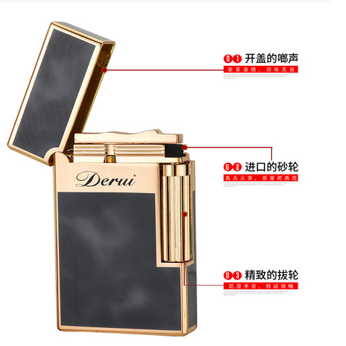 Ruifeng RF519 simple loud sound lighter kerosene grinding wheel open flame side firing high-end gift lighter manufacturer direct sale