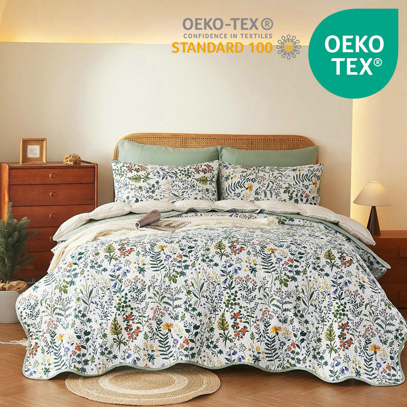 European American Export Three-piece Bed Cover For Single And Double Beds, Cross-border Ultrasonic Printing_voghion.com