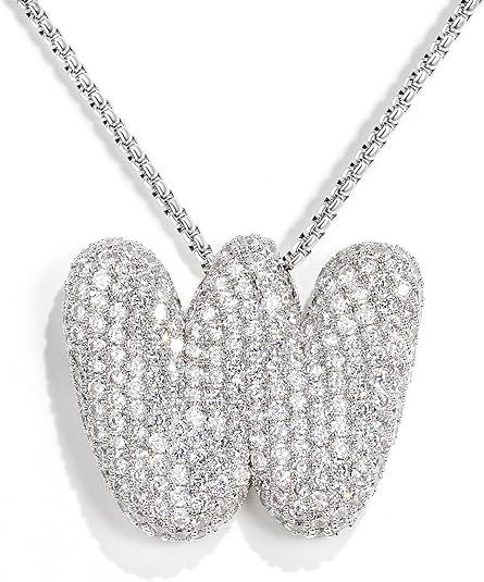 Venta caliente transfronteriza globo plateado gordito 26 letras inglesas collar colgante cobre chapado en oro real con incrustaciones de circón