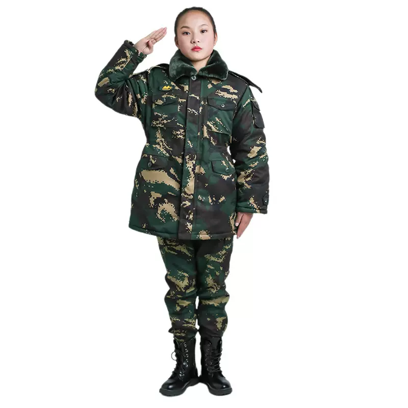 林霞学生军迷服猎迷彩棉大衣冬令营防寒服保暖迷彩大衣批发