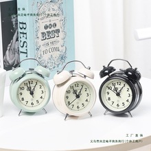 新款声复古打铃闹钟卧室小夜灯静音钟表创意礼品学生床头时钟摆件