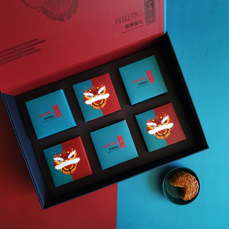 新款六粒装中秋月饼礼盒北京厂家 创意月饼盒蛋黄酥礼品包装盒