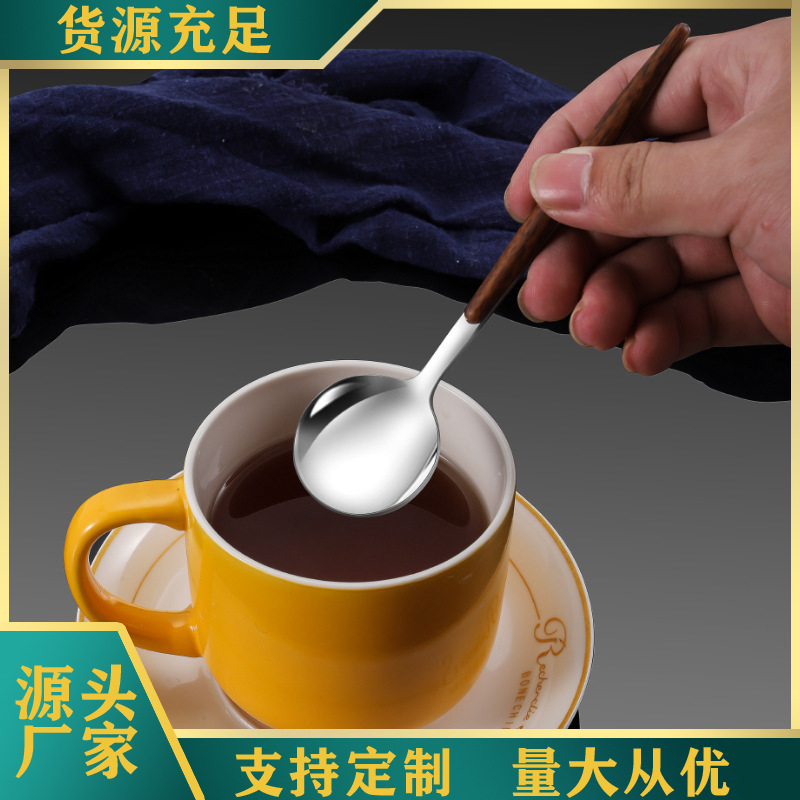 스테인레스 스틸 스푼 클립 핸들 디저트 스푼 오트밀 컵 커피 교반 스푼 꿀 스푼 차 스푼 두꺼운 가정용 식기